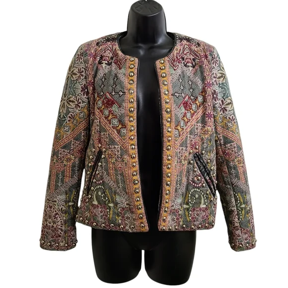 Hemant & Nandita Quilted Tapestry Studded Floral Jacket XS - Picture 2 of 10